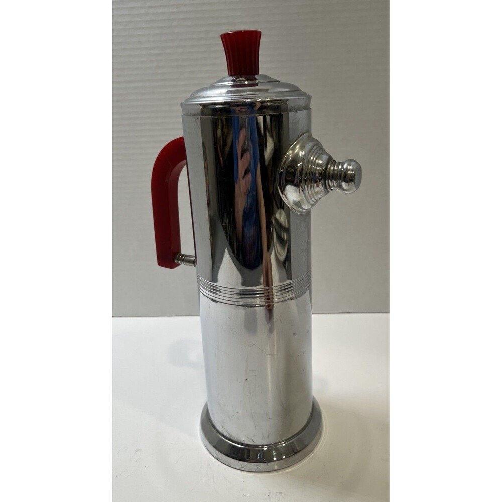 Art Deco MCM Chrome Plate Cocktail Shaker Cherry Handle Knob Bakelite Barware